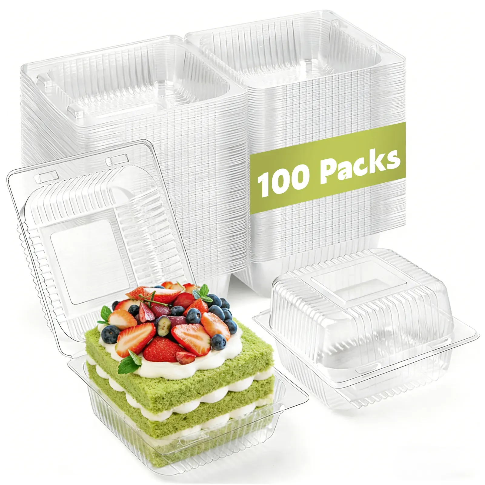 100 Pack Clear Plastic Take Out Containers with Hinged Lids (2-Pack)